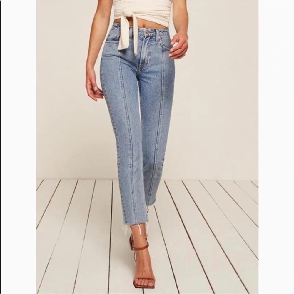 Reformation Seamed Jean Celtic Wash Cotton - Cigarette Straight Jeans - Size 26